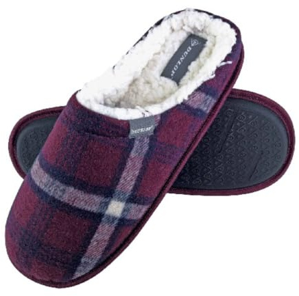 DUNLOP - Homme Confortables Eponge Hiver Chaudes Pantoufles Chaussons de Maison (47 EU, 7179 Red)