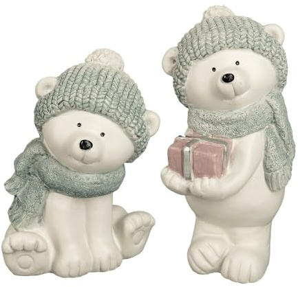 Ideen mit Herz Deko-Figuren Eisbären | Winterdeko | Bären | Winter | Weihnachten | 14 und 16 cm hoch | 2 Stück