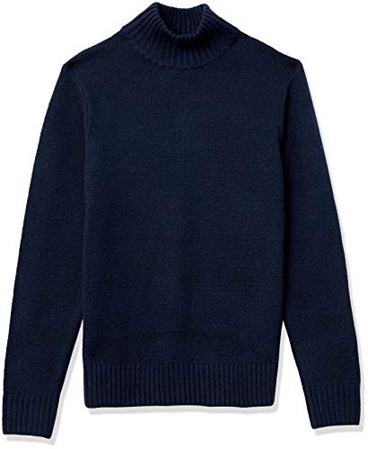 Amazon Essentials Men's Långärmad mjuk tröja med polokrage, Marinblå, S