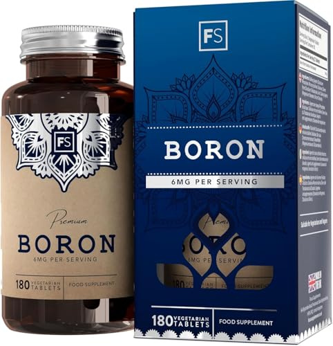 FS Boro | 180 Boron Tabletas - 6mg Suplemento de Boro per Dose | Suplementos de Boron de Alta Potencia | Sin OGM, Gluten ni Alérgenos | Fabricado en el RU