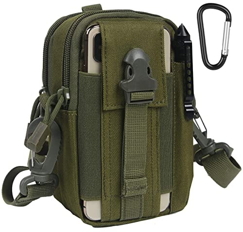 flintronic Taktische Hüfttaschen, Militär Kompakt Gürteltasche Multifunktional Bauchtasche Tasche Beutel für Camping Wandern Radfahren Klettern und Reisen Mit Karabiner