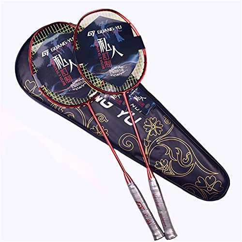 XJST Plattieren Von Badmintonschlägern, Hochwertige Badmintonschläger, 2-Spieler-Badminton-Set, Integrierter Forming-Struktur, Für Anfänger Und Fortgeschrittene Spieler,Rot