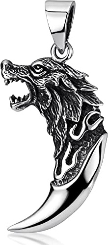MATERIA by Matthias Wagner Herren Kettenanhänger Wolf aus 925 Sterling-Silber geschwärzt
