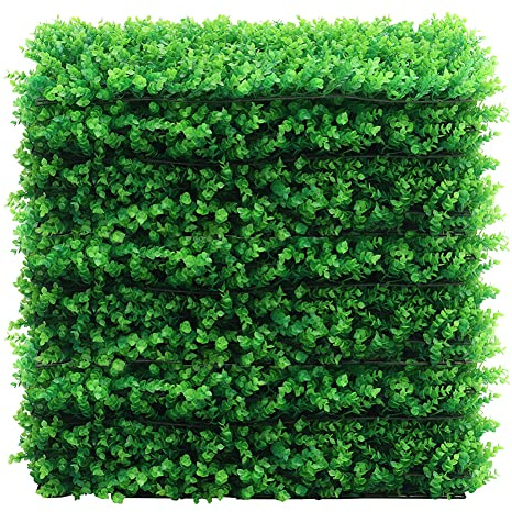 6 PCS Artificial Leaves Hedge Panels Hedge Wall Panels Artificial Grass Backdrop Wall 40 X 60cm 4cm Green Grass Wall for Decor Privacy Fence Indoor Outdoor Garden (Eucalyptus Light Green, 6 Pcs)