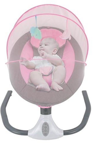 Balancelle Transat Bebe Electrique,Musique Chaise à Bascule BéBé Rocker Bluetooth USB(4 piles AA) Berceau Swing Balancelle Bebe Electrique Fur Aged 0-12 Months BéBé Charge max 12 kg (Rose)