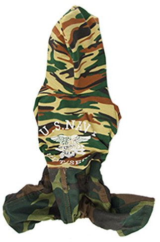 Ruilogod Größe L Herbst Haustier-Welpen-Hunde-Bekleidung Camouflage Hood Mantel-Jacken-Overall