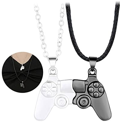NIANOPKM Unisex Creative Magnetic Necklace Game Controller Pendant Necklace Matching Necklace for Couples or Best Friends Birthday Gift