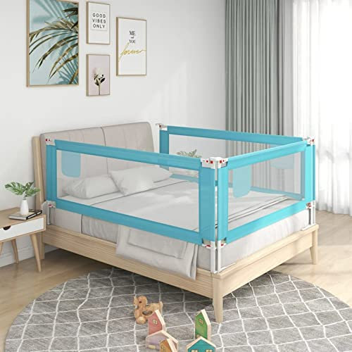 ZHOUMIN Kleinkind-Bettschutzgitter, Rausfallschutz Bett, Bettgitter Rausfallschutz, Rausfallschutz Kinderbett, Bettumrandung Babybett, Blau 90x25 cm Stoff