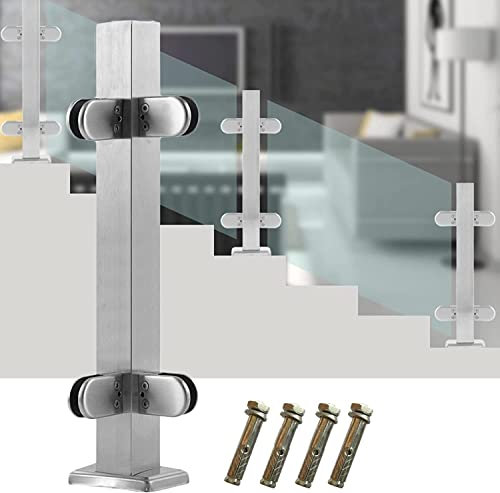 Glass Balustrade Railing Post Floor-Mount Stairs Glass Balustrade Railing Clamp Post Square Pole, for 10/12 mm Thick Panels, Patio Garden Banister Fence Post ( Color : Corner Post , Size : 95cm/37.4