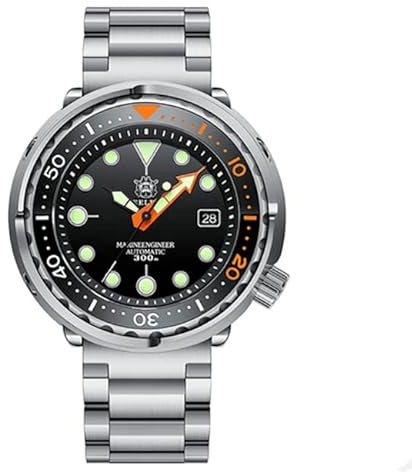 London Craftwork SD1975 Steeldive Tuna 300M wasserdichte automatische Taucheruhr NH35 Uhrwerk, Black Orange Limited Edition Ver 2.0, Militär