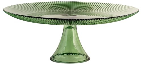 Soporte Tartas Vidrio Groove Verde 28cm.
