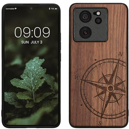 kwmobile Carcasa Compatible con Xiaomi 13T / 13T Pro Funda - Funda de Madera con Bumper antigolpes - de Aguja magnética