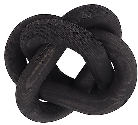 Sluffs 3 Link Hand geschnitzt Holz Kettenglied dekorativ, Holz Kunst Handwerk Dekorative Kette Messer Ornament für zu Hause Wohnzimmer Coffee Shop Rustikales Tablett Regal Tisch Dekor (Black)