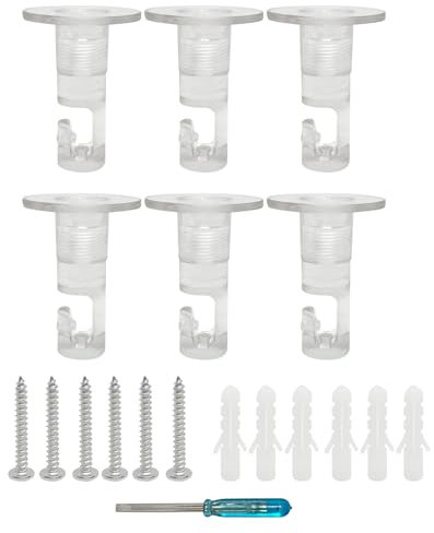 smartect Decentratore da Parete e Soffitto per la suspensione dei Cavi [6 Pezzi, Trasparente] Gancio da soffitto con viti e tasselli, Supporto in superficie per il tuo progetto fai-da-te