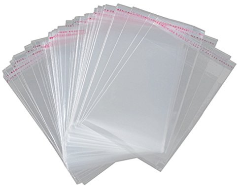SRMAN 100 x A3-Verpackungsbeutel, 45 x 32 cm, transparent, wiederverschließbar, Kunststoff, selbstklebend