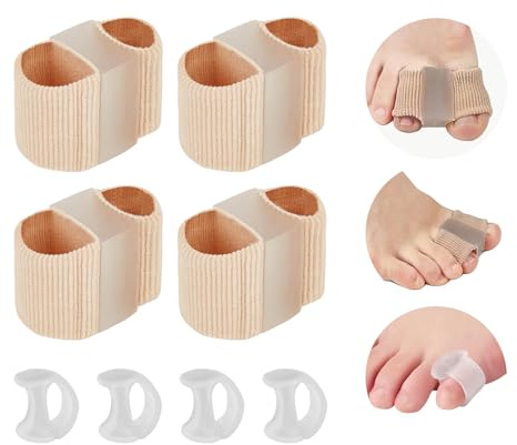 PIWOSGOL 4 Stück Schlauchbandagen Silikon Zehenstrecker, Gel Zehenspreizer für Hallux Valgus Korrektur Überlappende Zehen mit 4 Zehenspreizer Silikon