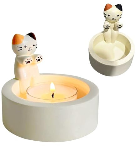 XQMMGO Katzen Kerzenhalter, Niedliche Cat Candle Holder, Teelichthalter Katze, Süßer Duftlichthalter, Cartoon-Kätzchen-Kerzenhalter Geschenk Für Katzenliebhaber (Farbe)