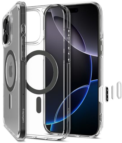 Spigen iPhone 16 Pro Hülle Ultra Hybrid T MagFit - Graphite | Kompatibel mit MagSafe, Kamerasteuerung, Air Cushion Tech, Anti-Yellowing, Military-Grade Schutz, Spigen Original Serie