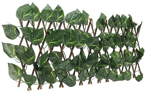 Plante de Haie Topiaire Artificielle, Décoration Murale, Haies Artificielles Extensibles pour Patio (Feuilles d'Epipremnum Aureum)