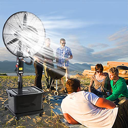 Oscillerande dimfläkt, 3 vindlägen oscillerande piedestalfläkt med dimma, höjdjusterbar kylfläkt, bakgårdar, stående fläkt för uteplatser (A 71 cm/28 tum)