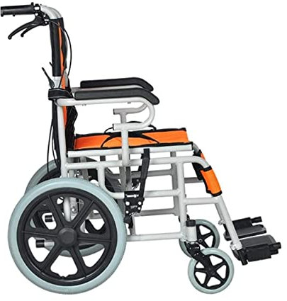 CVNIMV Fauteuil Roulant Pliant léger, Fauteuil Roulant de Transport de Voyage, Chaise de rééducation médicale Portable, Cadre en Aluminium, Aide à la mobilité avec Freins à Main pour pers