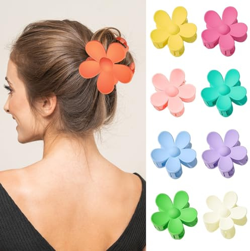 ZOCONE Lot de 9 Pince à Cheveux Fleur Mates, Pince Fleur Cheveux Pince à Griffes Colorée pour femme Cheveux épais et Fins, Filles Vacances Cadeaux (9 Couleu)