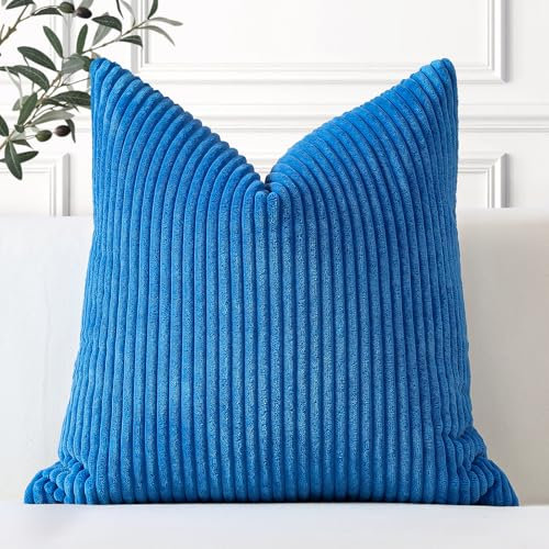 Artscope Ein Kissenbezug Kordsamt Zierkissenbezug Dekokissen Sofakissen 45x45 cm Cord Kissenhülle Couchkissen Dekorative Weiche Kissen für Sofa Wohnzimmer Zuhause Schlafzimmer Blau