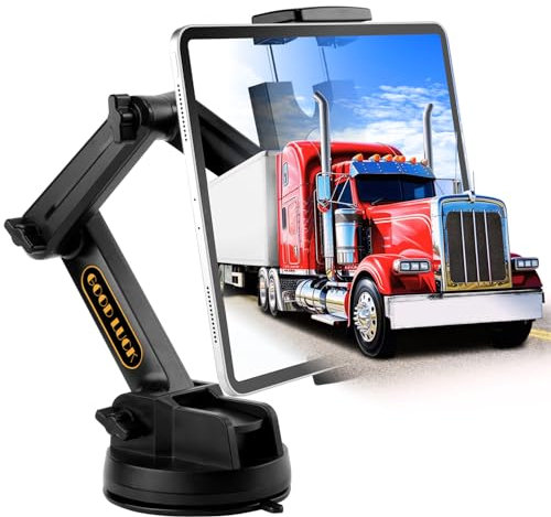 Supporto per tablet da auto, tablet per camion, resistente e super ventosa per tablet e iPad, per camion, cruscotto, parabrezza da 16,7 pollici, braccio lungo e stabile, per dispositivi da 4,7 – 12,9