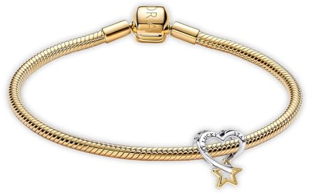 PANDORA Damen-Armband Glücksstern und Herz Goldfarben Starter-Set 68610 | mit Glücksbringer Charm, moderner, vielseitiger Schmuck