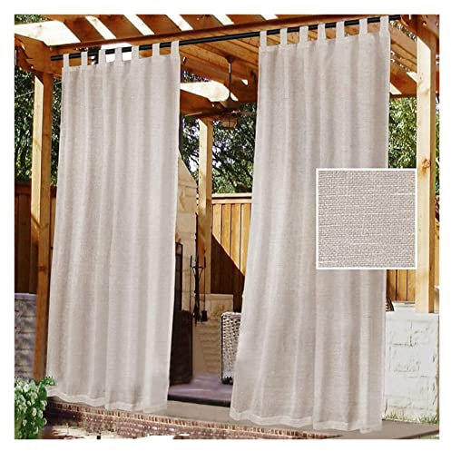 Wasserdichte Leinen-Vorhänge für den Außenbereich, UV-beständig, Pavillon-Vorhänge für Balkonfenster, halbtransparent, Netz-Outdoor-Vorhänge, 2er-Set (132,1 x 213,4 cm)