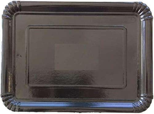 Monouso | 100 Bandeja de Cartón Negra 20×27 cm | Rectangular Compacta | Resistente al Aceite y Calor | Ideal para Degustaciones y Catering | Pack de 100 Unidades