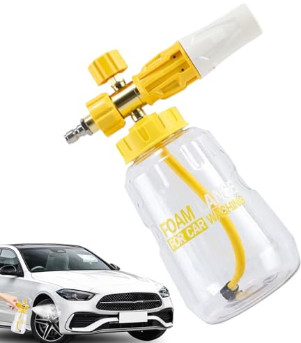 Pulverizador de espuma para coche – Pulverizador manual para césped a presión 1 L – Botella rociadora jardín con bomba de espuma de alta presión para lavado de coche
