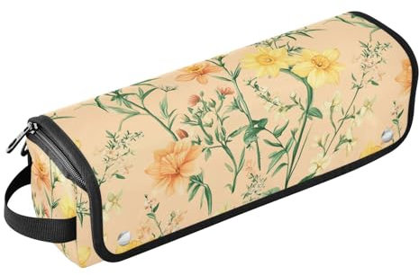 Fall Flowers Peach 2 in 1 Hair Tools Organizer with Heat Resistant Mat Large Capacity Hair Tool Organizer for Straigheners, Curling Iron, Hair Dryer Travel Bag for Women