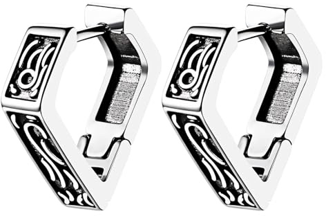 Cupimatch Wikinger Ohrringe Herren Creolen: Edelstahl Retro Wolfskopf Keltischer Knoten Ohrstecker Wikingerrunen Huggie-Ohrringe Amulett Schmuck für Männer Vater Sohn