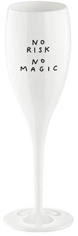 Koziol Glas mit Spruch CHEERS No. 1, bruchsicheres und stoßfestes Sektglas, aus thermoplastischem Material, isoliert 4x besser als Glas, 100 ml, 1 Stück