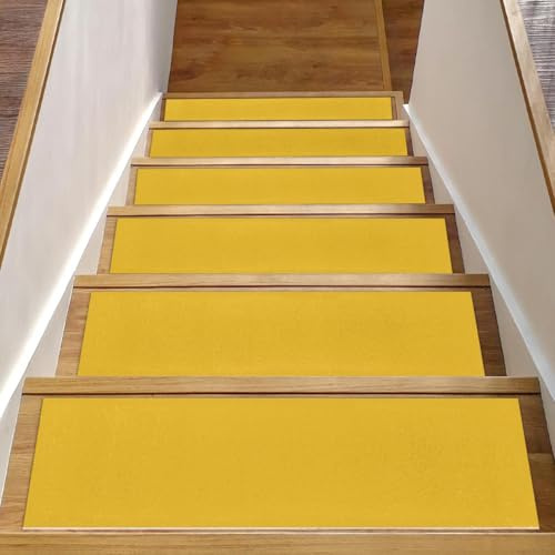 RODAILYCAY Alfombra antideslizante para peldaños de escalera, paquete de 15 unidades, color amarillo tierra para peldaños de madera en interiores, alfombras de paso de escalera con respaldo de TPE