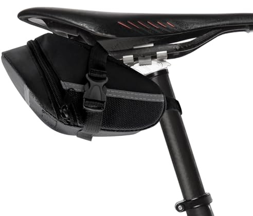 HVIHWI Borsa Sottosella Bici, Borse da Sella per Bici Impermeabile, Borsa Sottosella MTB con Striscia Riflettente e Sgancio Rapido per Ciclismo su Strada e in Montagna, Nero