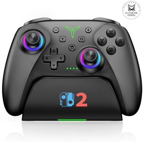 BEBONCOOL GAMING Switch Controller for Switch 2/Switch/Lite/OLED with Charging Dock, Hall Effect Joystick, Wireless Switch Pro Controller with RGB Lighting, Programmable, Turbo & Wakeup