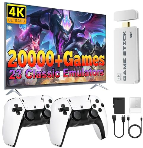 PZNETUE Upgraded Retro Games Console, Retro Game Stick Built-in 20,000+ Classic Games with Wireless Controller, Plug & Play for TV HDMI, Retro Game Console for Family and Adult (Pro Max1)