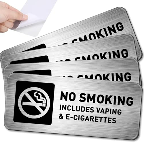 Greensen No Smoking-skylt, 7x3 Tum Aluminiumskylt No Vaping med Självhäftande Baksida, för inomhus- och Utomhusbruk på Restauranger, Hotell och Kontor