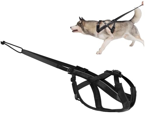 NIDONE Dragsele för hund, justerbar hundsläde sele för beteensträning, viktdragning, kanikross, skid-Joring, svart
