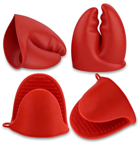 4Pcs Oven Gloves, Claw Gloves, Oven Mitts, Heat Resistant Lobster Claw Potholders for Kitchen Use, Red Gloves for Oven, Stove and Grill Safety