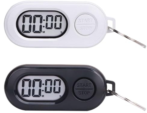 2 Pezzi Portachiavi Con Cronometro, Cronometro Digitale Per Cronometraggio, Orologio Digitale LCD, Conto Alla Rovescia Tascabile, Design Compatto E Portatile, Per Cucina, Palestra, Allenamento