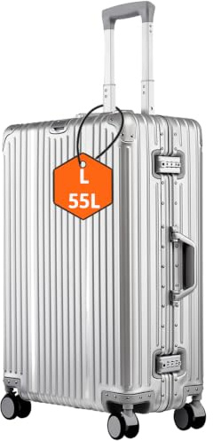 Inm's 100% Aluminium Koffer L Groß Mittelgroß Hartschalenkoffer Handgepäck Reisekoffer Koffer&Trolleys & TSA-Schloss Silber
