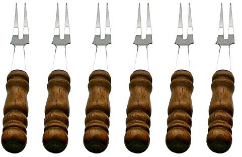 GRÄWE Partygabeln, 6er Set - Obst-/Aufschnitt-/Dessertgabeln aus Edelstahl mit Holzgriff