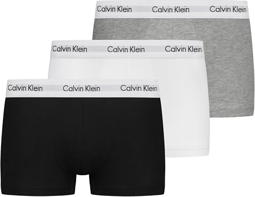 Calvin Klein Calzoncillos bóxer Hombre Pack de 3 Low Rise Trunks Ropa Interior, Multicolor (Black/White/Grey Heather), M