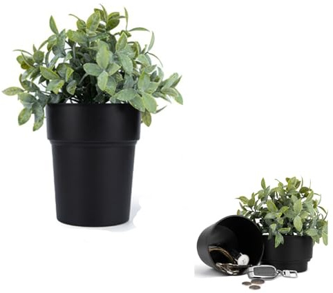 Caja fuerte en forma de maceta con plantas, llave para ocultar dinero y objetos, caja fuerte secreta para exterior, jardín, oficina