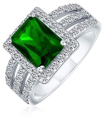 Personalisieren Art Deco Stil 3Ctw Rechteck Aaa Cz Grün Blau Smaragd Cut Halo Cocktail Erklärung Verlobungsring Für Frauen Breite Band .925 Sterling Silber Anpassbar