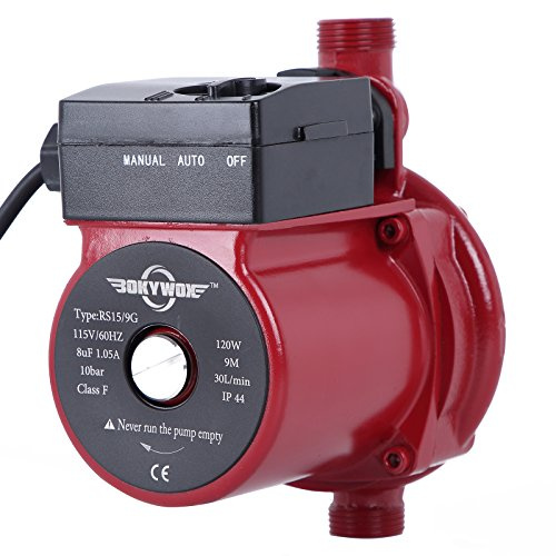 BOKYWOX 120W NPT3/4'' Food Grade Domestic Automatic Booster Pump Hot Water Circulation Circulating Recirculating Recirculation Pump for Solar Heater/Faucet(RS15-9R)