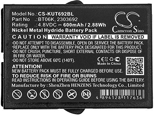 CS-KUT692BL Batteries 600mAh Compatible avec [IKUSI] 2303692, ATEX transmitters, RAD-TS, T70 1 ATEX, T70 2 ATEX handhelds, T70-1, T70-2, T71, T72 ATEX transmitters, TM70, TM70 Rang